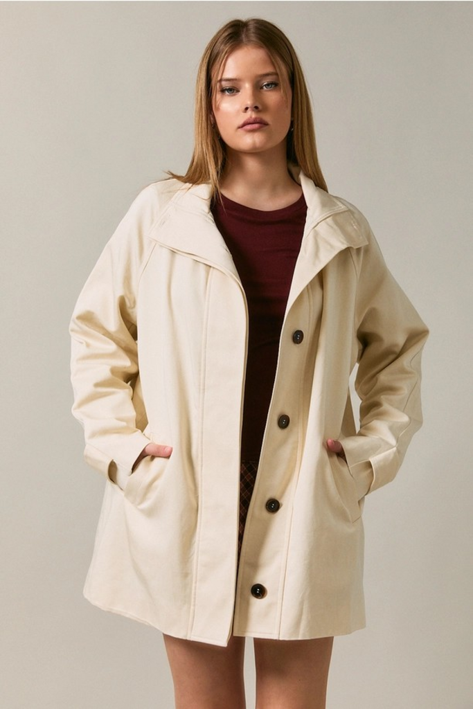 cream oversized high neck jacket