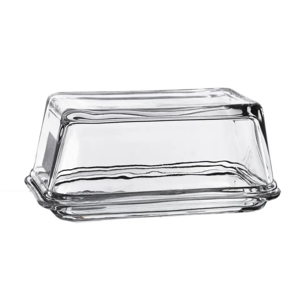 glass butter dish with cover