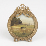 antique gold ornate round photo frame