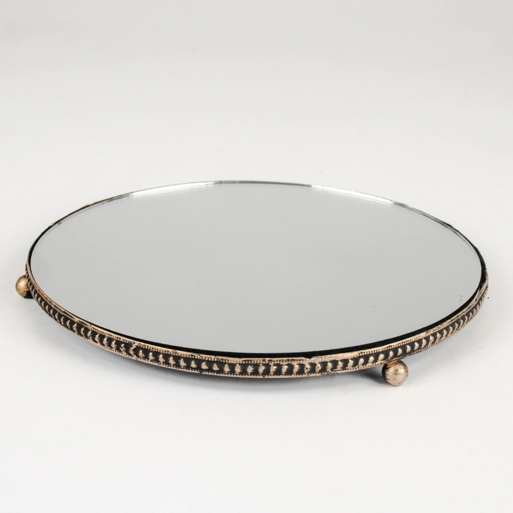 gold mirror tray