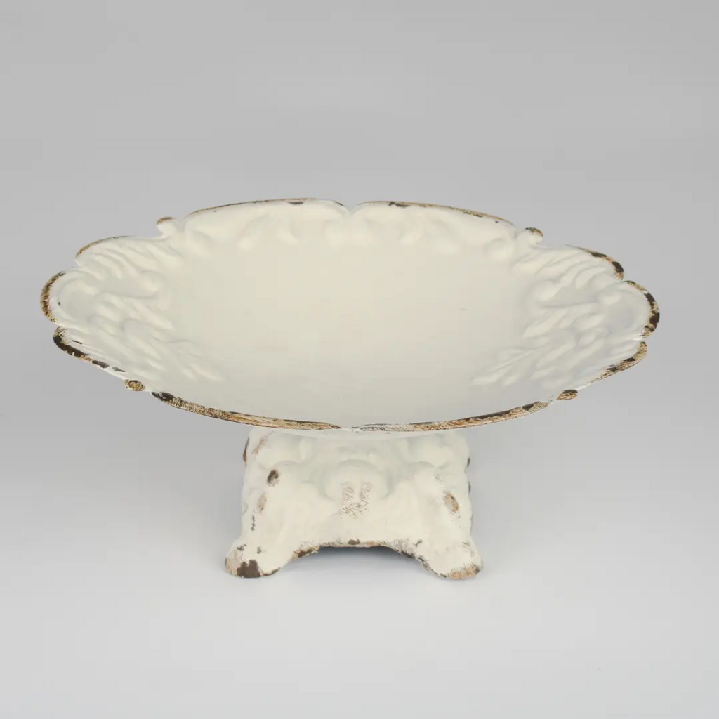 cream bird feeder dish