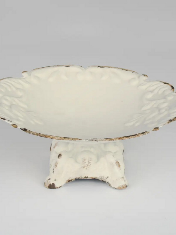 cream bird feeder dish