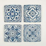 set of 4 blue tile coasters