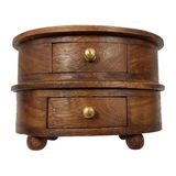 solid teak wood oval storage box