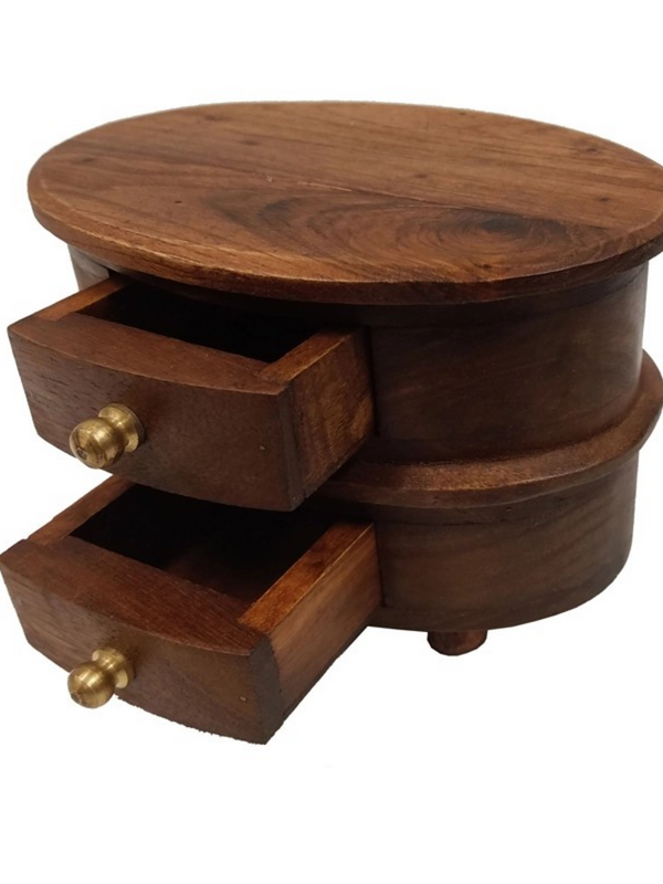 solid teak wood oval storage box