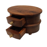 solid teak wood oval storage box
