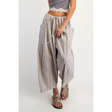 natural combo wide stripe leg pants