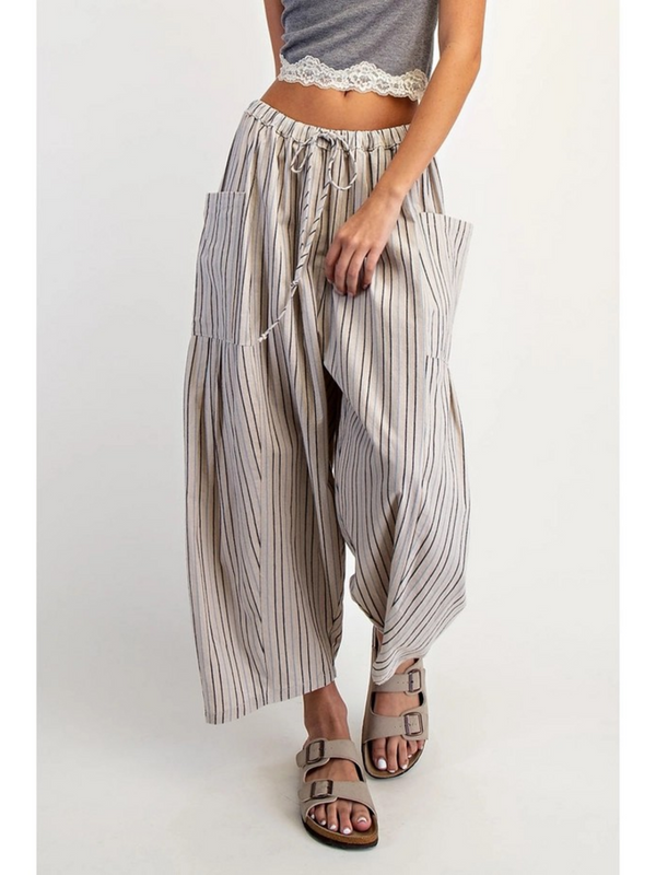 natural combo wide stripe leg pants