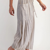 natural combo wide stripe leg pants