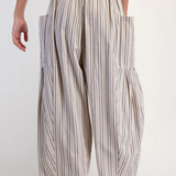 natural combo wide stripe leg pants