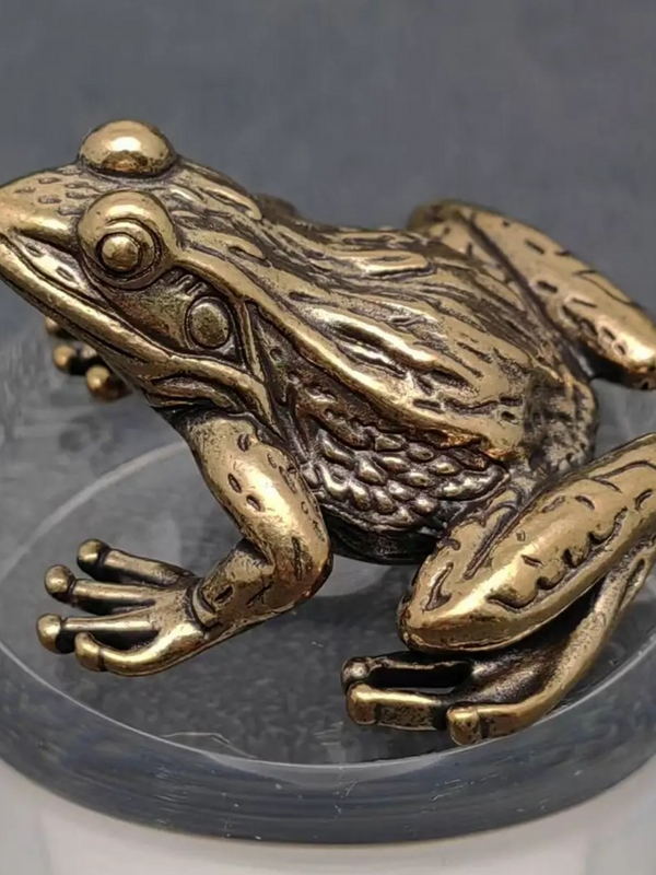 vintage brass frog surface decor