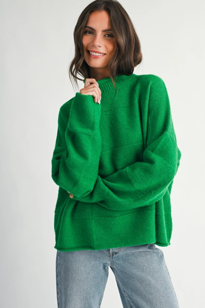 green knit sweater