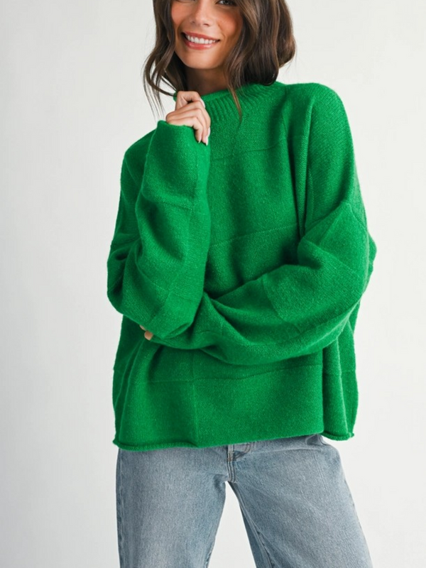 green knit sweater