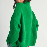 green knit sweater