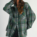 green plaid flannel top