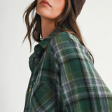 green plaid flannel top