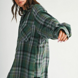 green plaid flannel top