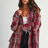 rose plaid flannel top