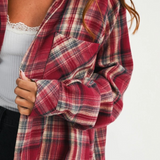 rose plaid flannel top