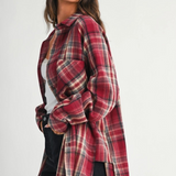rose plaid flannel top