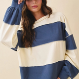 pineapple navy long sleeve slouchy top