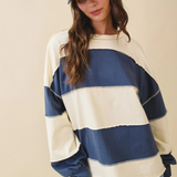pineapple navy long sleeve slouchy top