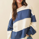 pineapple navy long sleeve slouchy top