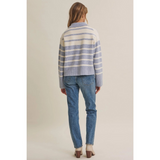 ice blue & ivory stripe henley sweater pullover