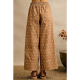 camel & ivory polka dot elasticized wide leg pants