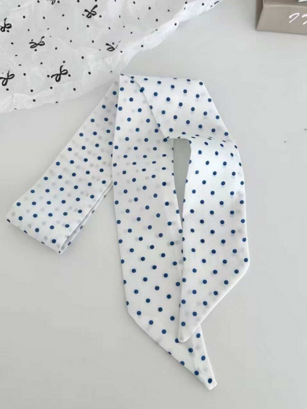 polka dot off white vintage style skinny scarf