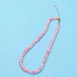 pink natural agate semi precious bead necklace