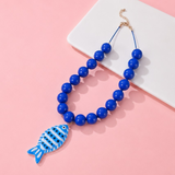 navy fish pendant beaded necklace