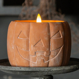3.75" orange jack o lantern 3D frame candle