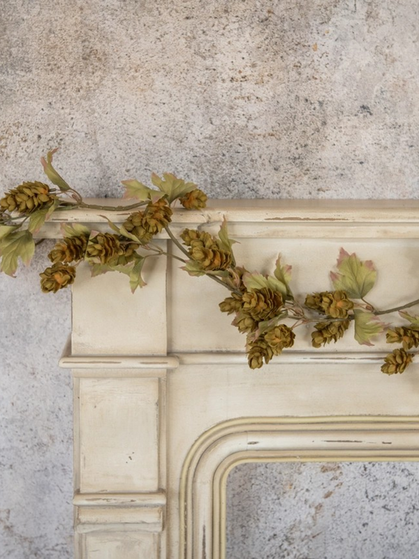 6' green hops garland with fall leaves