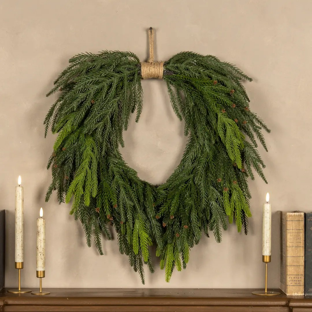 24" mini pinecone and pine knotted wreath