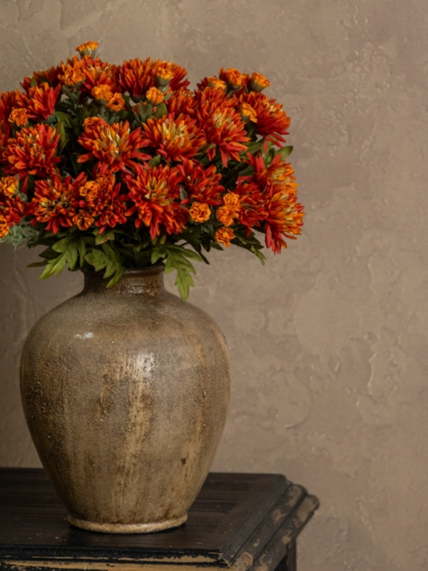 15.5" red/orange mum bush
