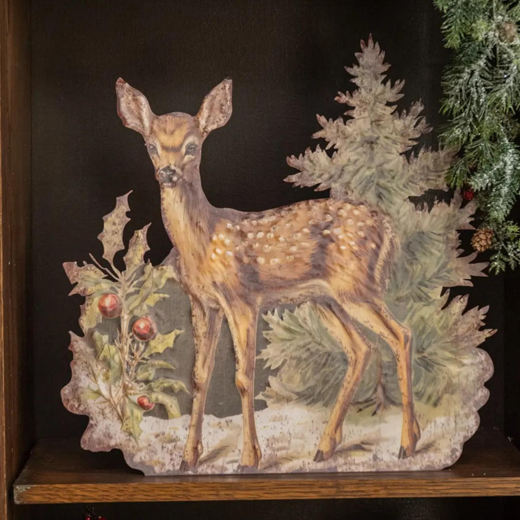 18" forest fawn on metal
