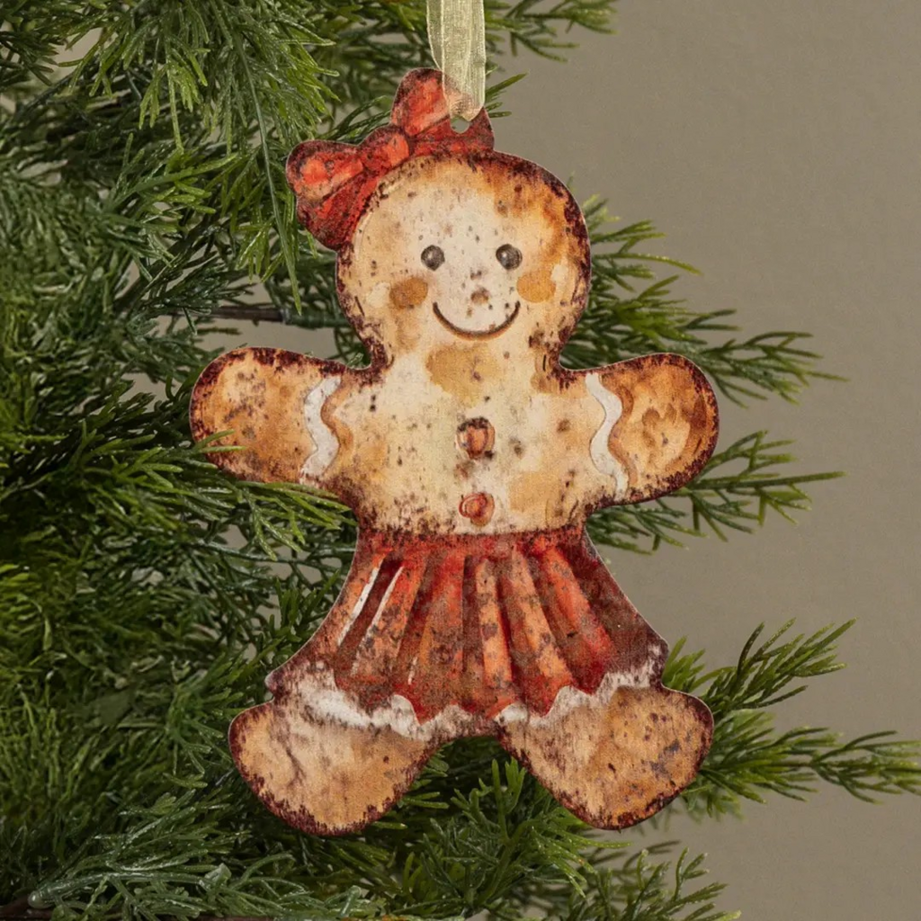 6.75" gingerbread girl metal ornament