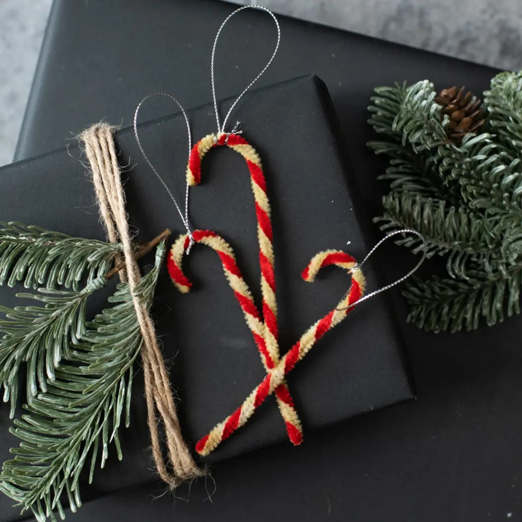 set of 12 mini chenille candy canes