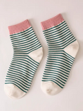 Green Striped Ankle Socks