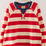 red & cream cropped sweater