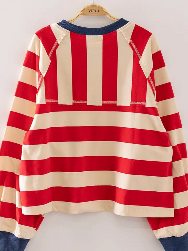 red & cream cropped sweater