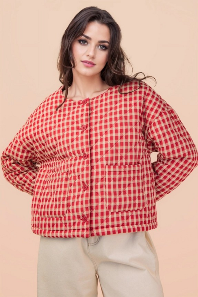 red gingham jacket