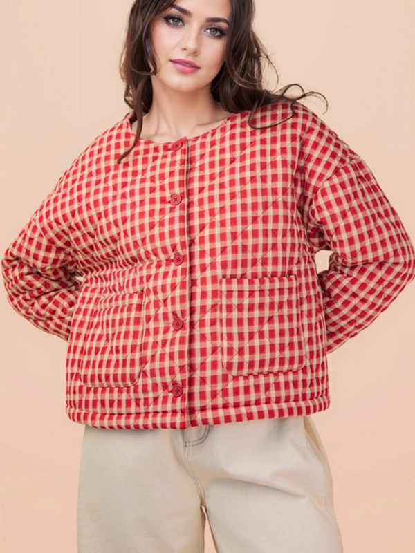 red gingham jacket