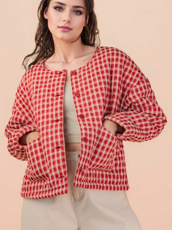 red gingham jacket