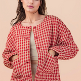 red gingham jacket