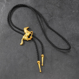 Gold Galloping Horse Pendant Western Cowboy Bolo Tie Necklace