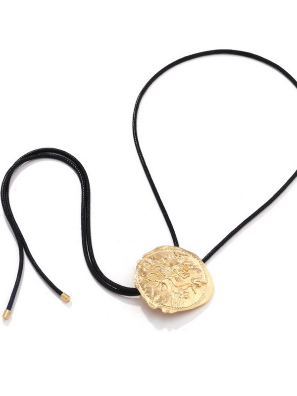 Gold Western Cowboy Style Vintage Rose Adjustable Necklace