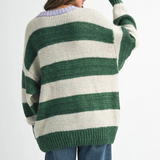 green contemporary oversized striped sweater