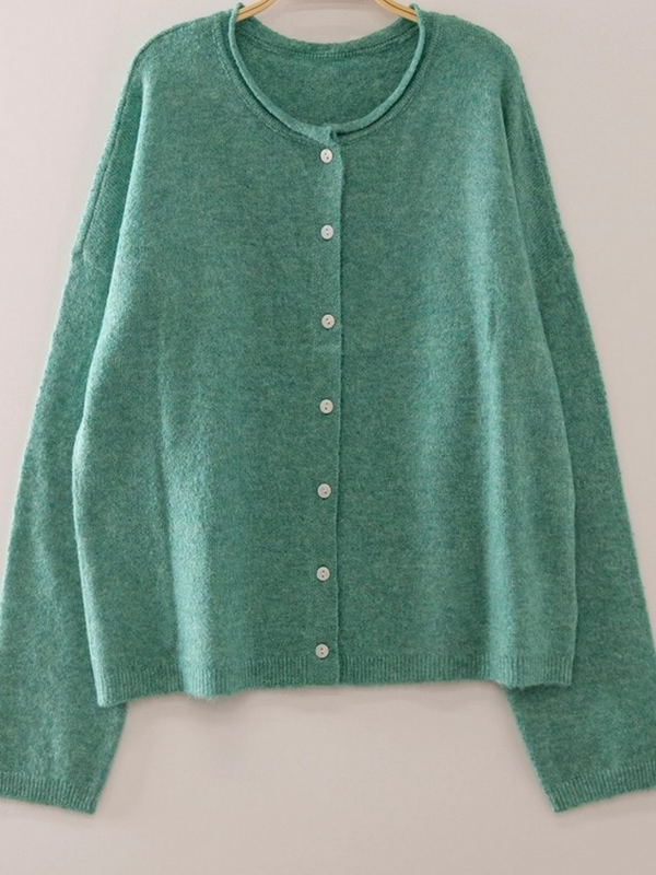 green soft touch button cardigan
